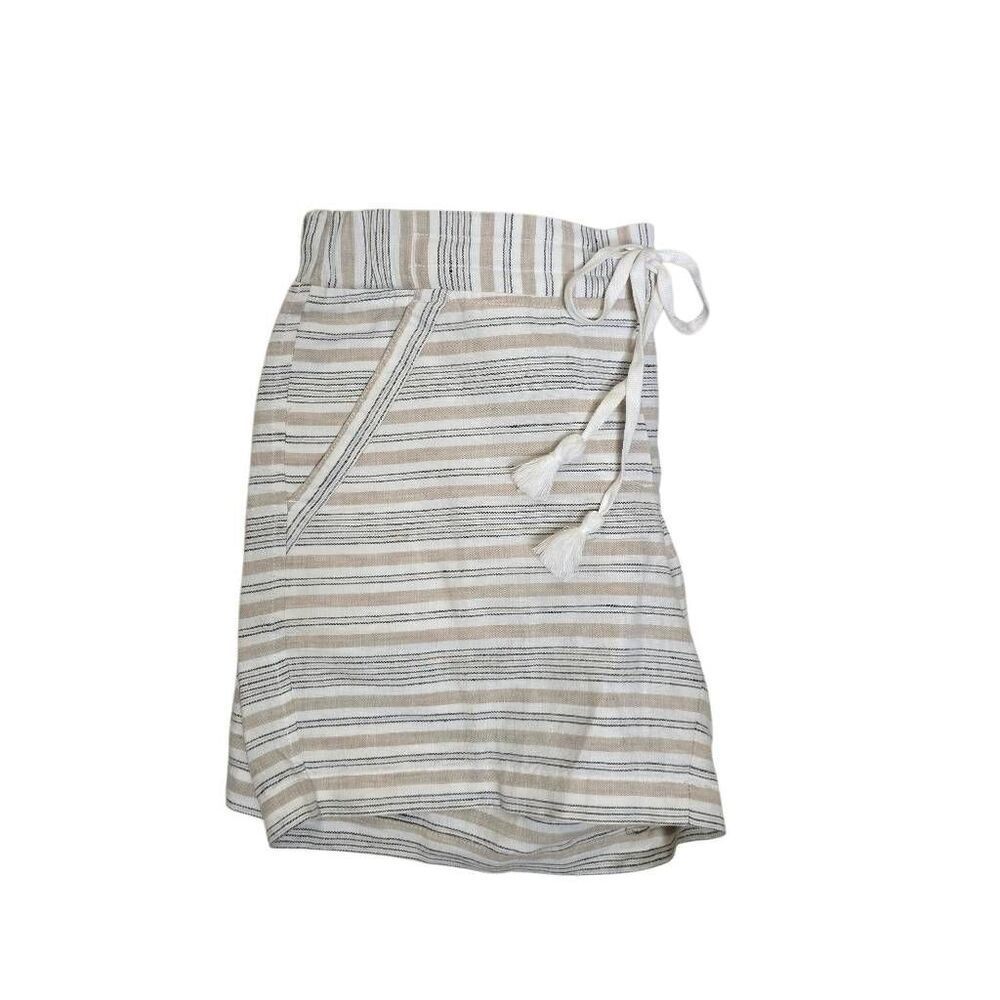 Talbots Linen Cotton Striped Drawstring Shorts XS Extra Small 5" Inseam